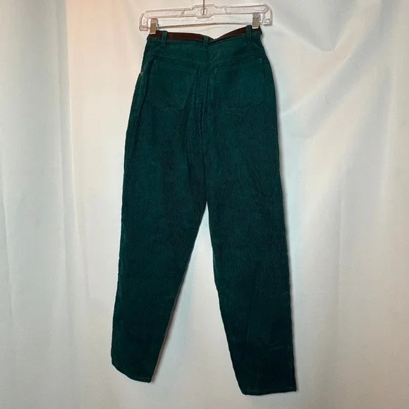 Vintage 80s 90s Stefano Basics Women's Teal Corduroy High Waisted Pants Size 12 - Picture 6 of 7
